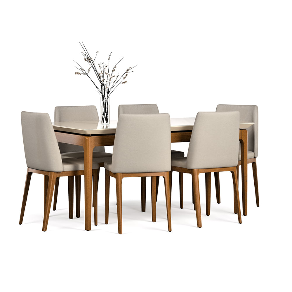 Comedor 6 Sillas Madera Pazart Muebles City Lino Beige