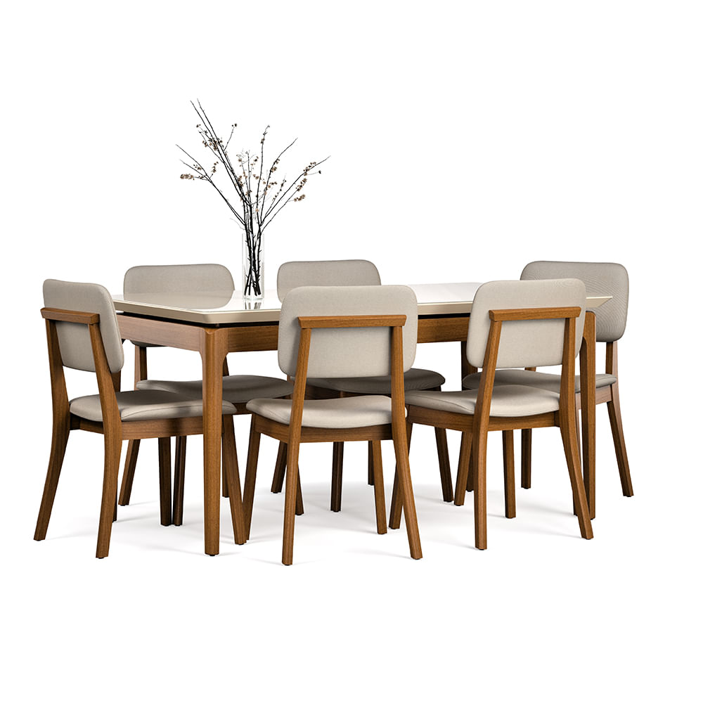 Comedor 6 Sillas Madera Pazart Muebles Classic Lino Beige