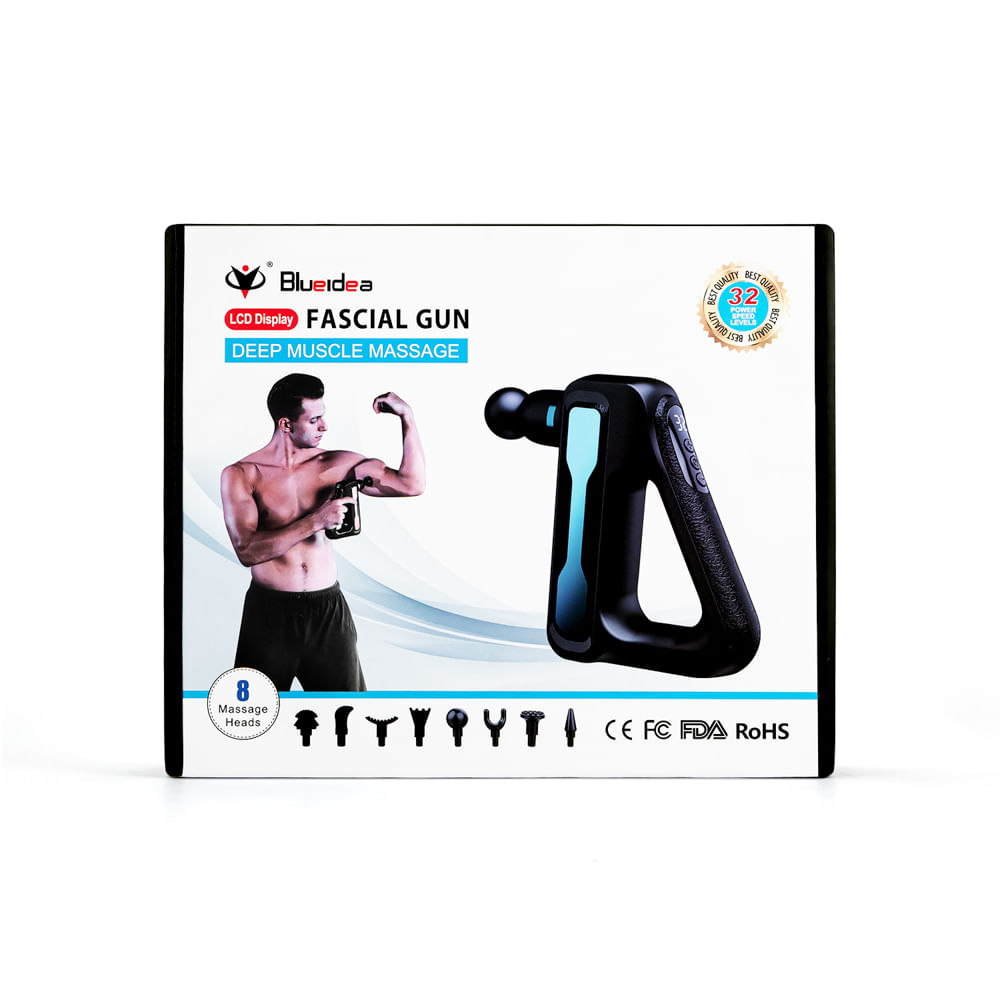 Masajeador BLUEIDEA Fascial Gun con 8 Cabezales BLD-888