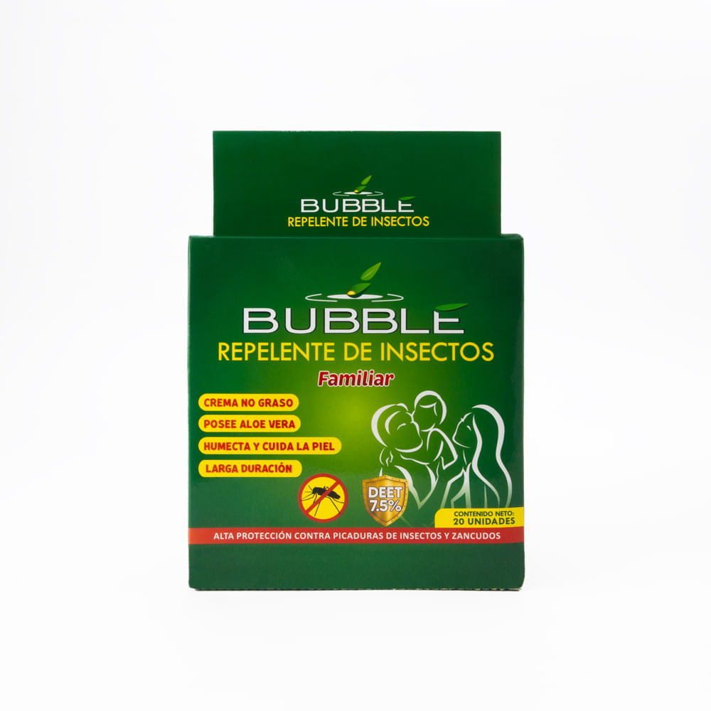 Repelente de Insectos Familiar BUBBLE SACHET 10 ML CAJA 20 UND