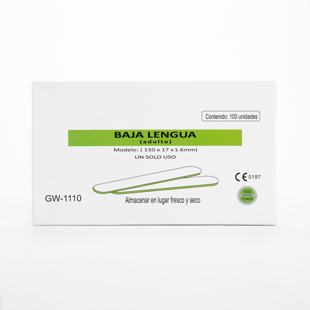 Baja Lengua para Adulto CAJA 100 UND