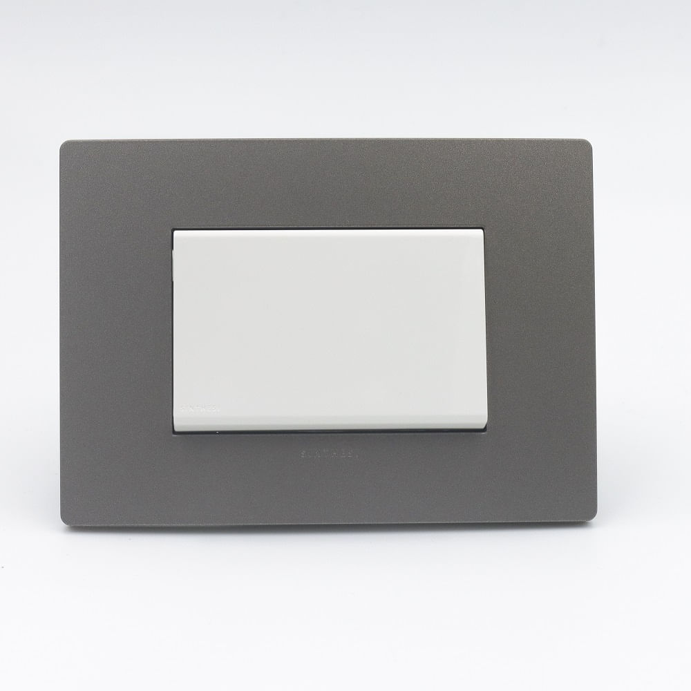 INTERRUPTOR SIMPLE TECLON DE 3 MODULOS SINTHESI S33 PLACA PIEDRA Y DADO BLANCO