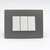 INTERRUPTOR TRIPLE 2 SIMPLE Y 1 CONMUTADOR 3 VIAS SINTHESI S33 PLACA PIEDRA Y DADOS BLANCOS