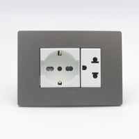 TOMACORRIENTE DOBLE 1 SCHUKO Y 1 UNIVERSAL SINTHESI S33 PLACA PIEDRA Y DADOS BLANCOS