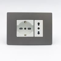 TOMACORRIENTE DOBLE 1 SCHUKO Y 1 3 EN LINEA BIPASO SINTHESI S33 PLACA PIEDRA Y DADOS BLANCOS