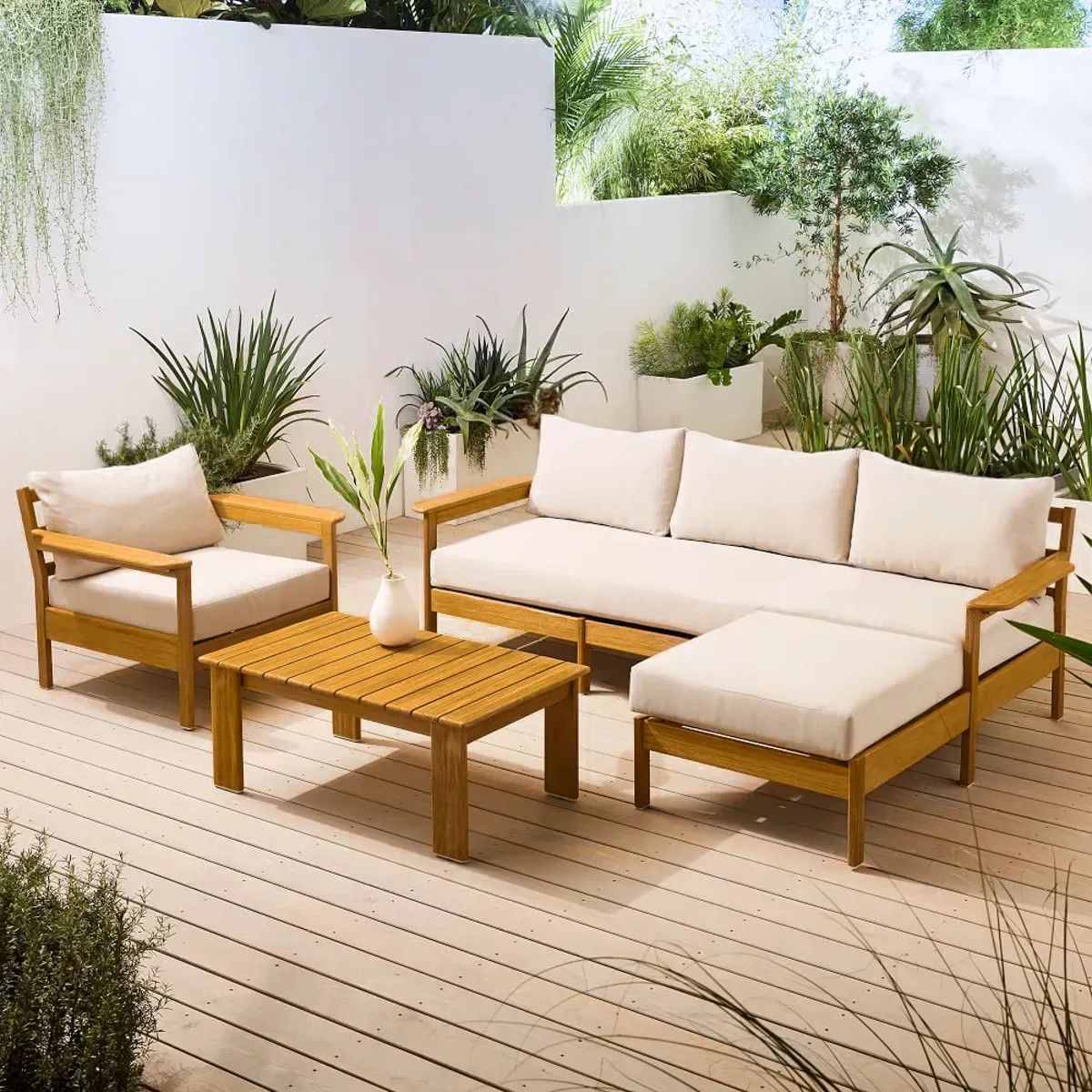 Set de Terraza en L con Poltrona y Mesa Kiwi Movenda