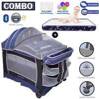 Cuna Corral Baby Kits Verona Azul + Colchón 4 "" Azul
