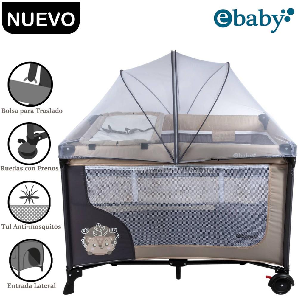 Cuna Corral Ebaby Con Cambiador Happy Dream Beige