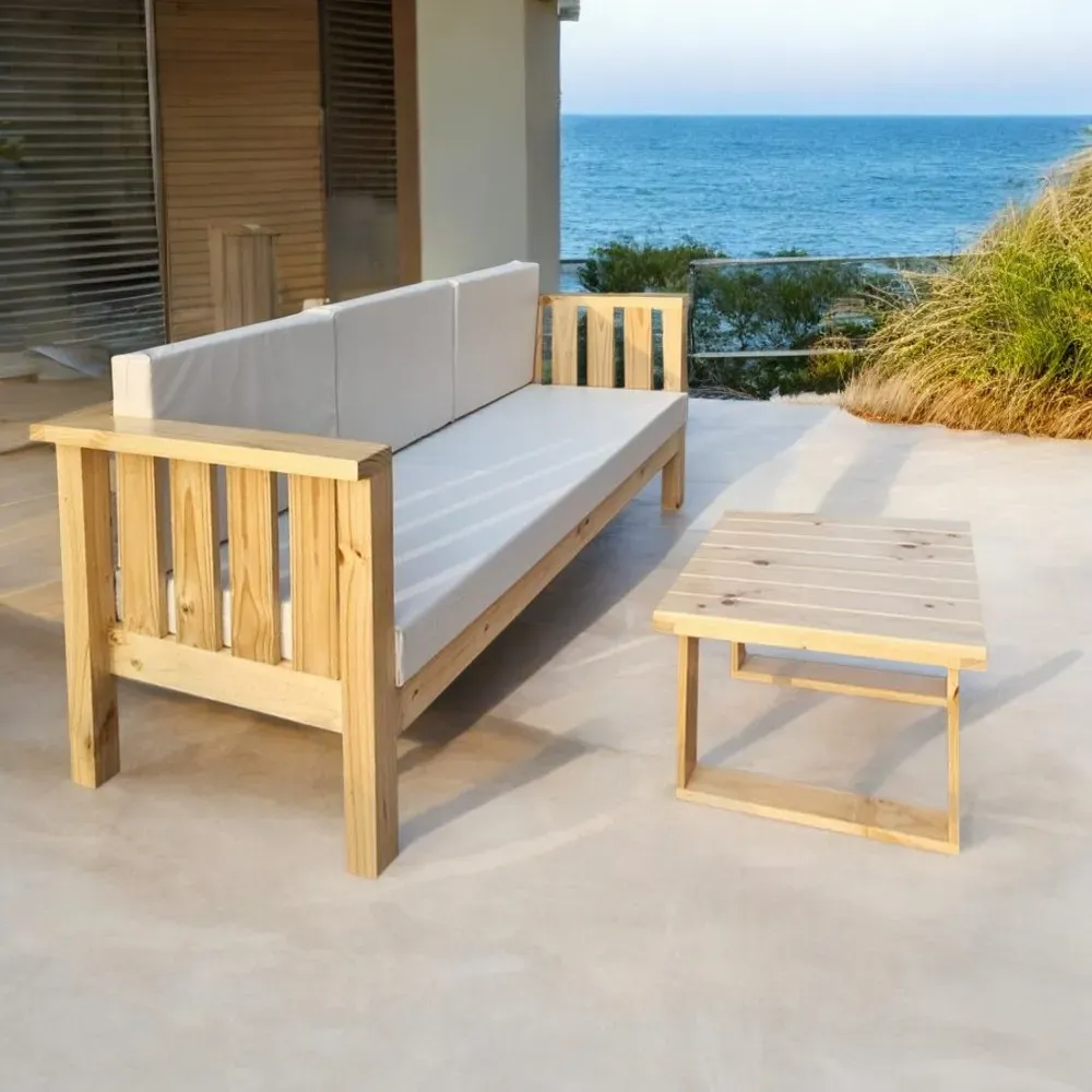 Sofá de Terraza de Madera para 3 Personas Canela Movenda