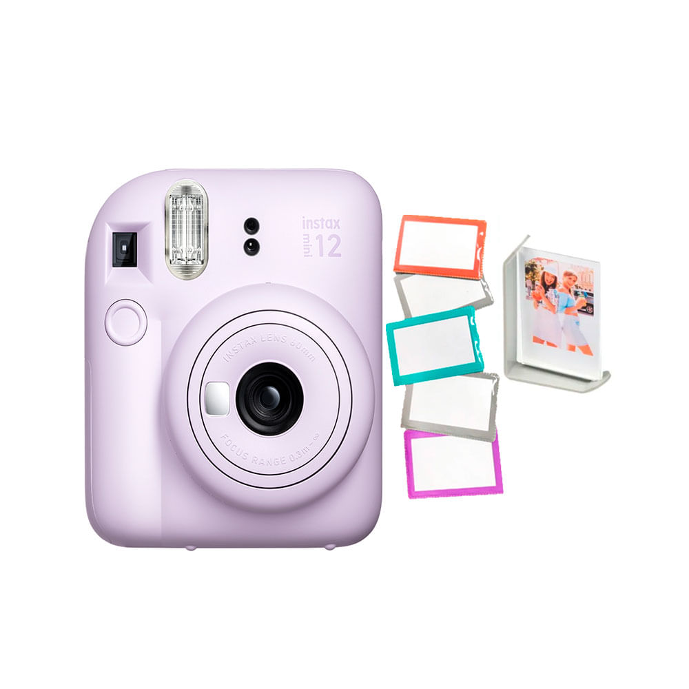 Camara Fujifilm Instax Mini 12 Lila+5Portafotos+Marco
