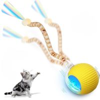 Pelota Interactiva para Gatos con 2 Sogas Juguete Inteligente LED Recargable