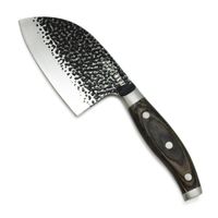 Cuchillo de Cocina Wayu Hammer Serbian Acero Inoxidable Alto Carbono Mango de Madera Pakka Negro