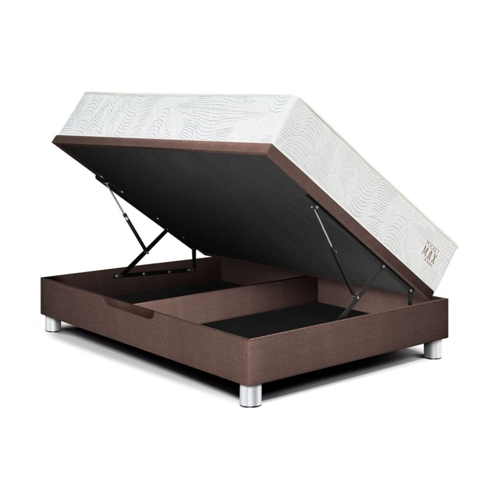 Cama Boxet Paraíso Pocket Max 2 Plazas Chocolate