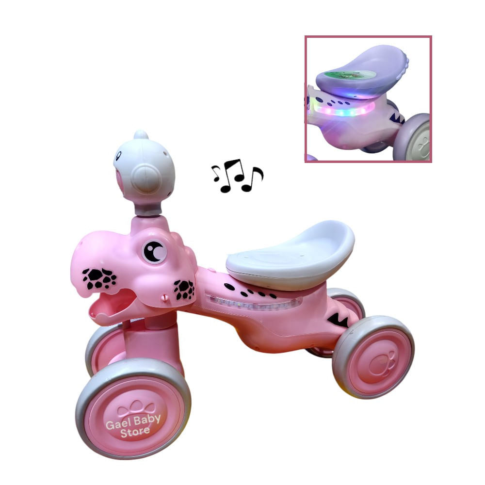Bicicleta de Equilibrio Dino con Luces y Sonido para Niños