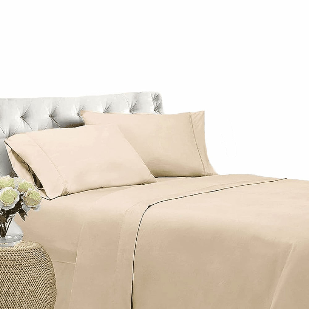 Juego De Sábanas Queen Somni 250 Hilos Beige