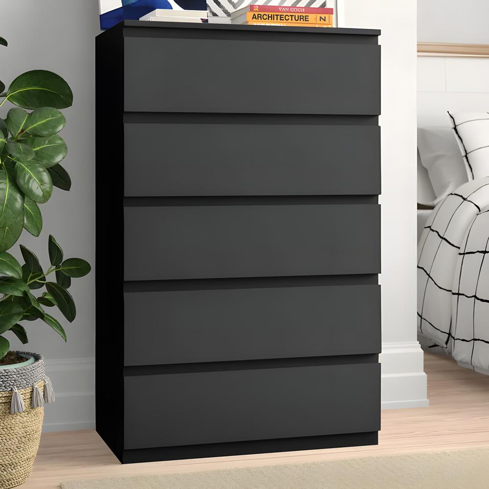 Cómoda Francine 5 Cajones Negro 60 cm Huk