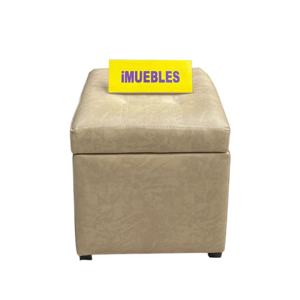 Asiento Modular Puff con Baúl Incorporado para Almacenamiento color Hueso