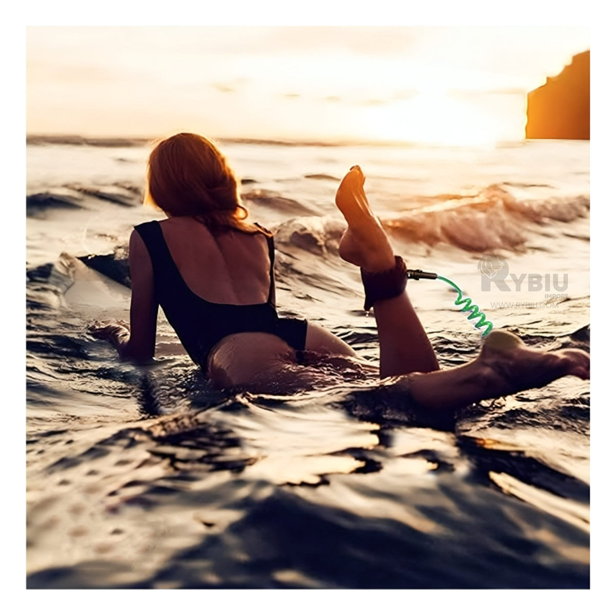 Correa de Tobillo Surf en Color Verde Y+Stickers