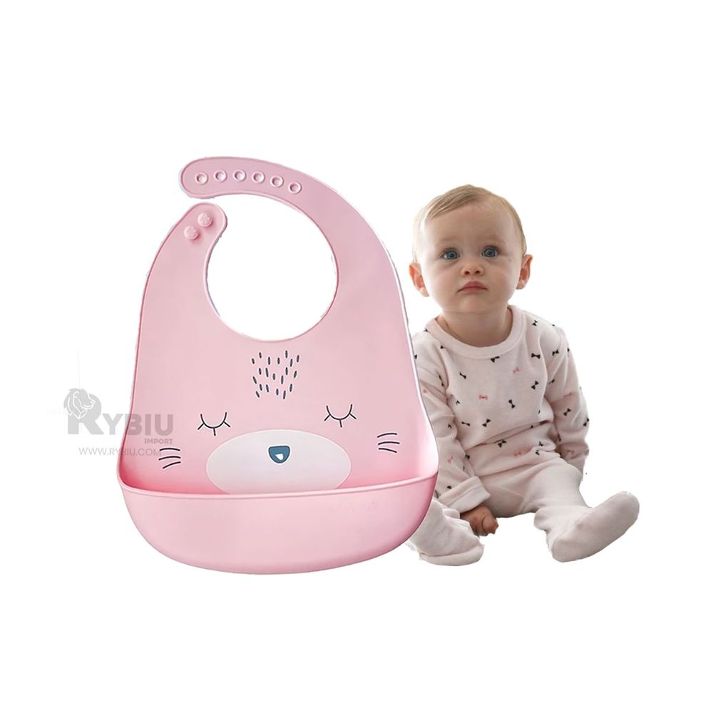 Babero Resistente al Agua para Bebe en Rosado Y+Stickers Babero Resistente al Agua para Bebe en Rosado Y+Stickers