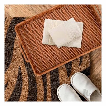 Bandeja en Forma Rectangular con Asas de Tejido