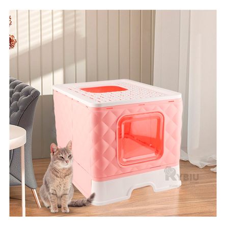 Arenero de Gato con Bandeja Extraible y Pala en Rosado Arenero de Gato con Bandeja Extraible y Pala en Rosado