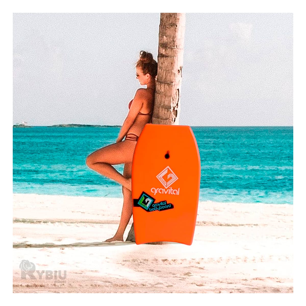 Bodyboard Practico para la Playa en Anaranjado Y+Stickers