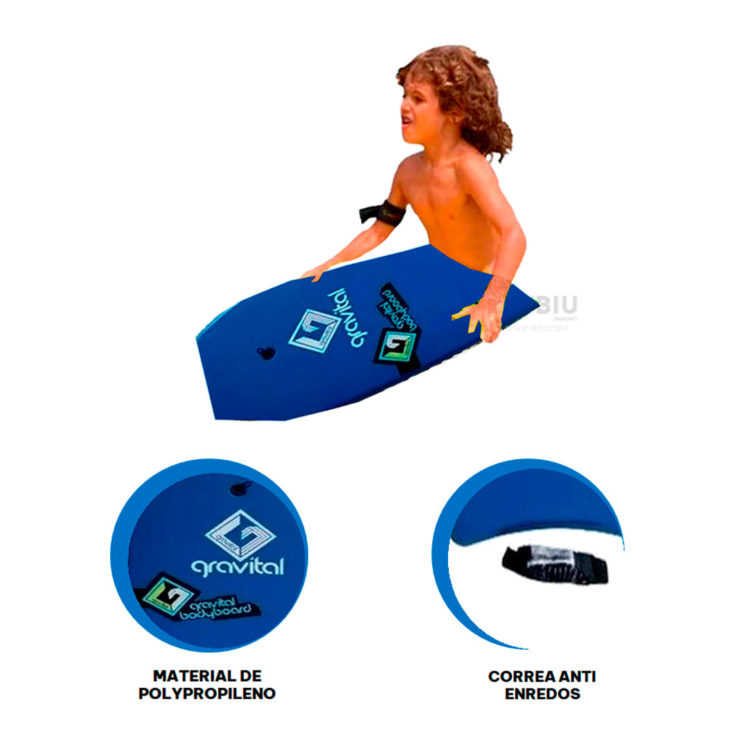 Bodyboard Funcional para el Mar en Color Azul Y+Stickers
