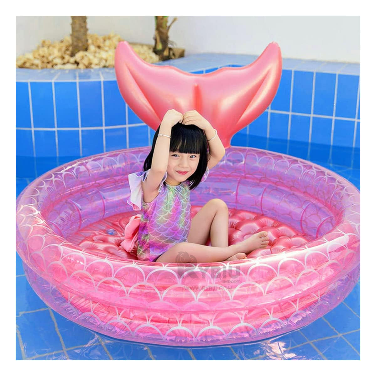 Piscina con Base Cómoda en Color Rosado Y+Stickers