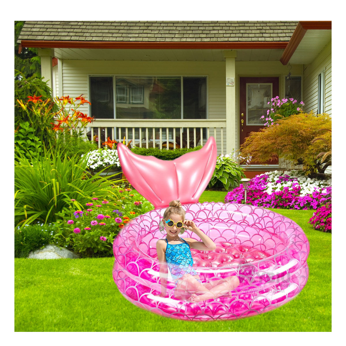 Piscina con Camara de Aire de Color Rosado Y+Agendita
