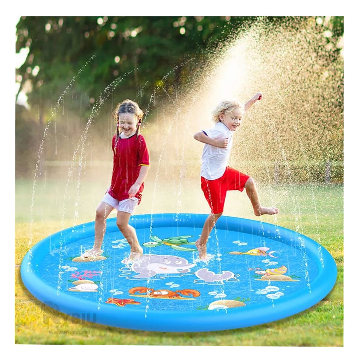 Piscina Compacta de Material Resistente en Azul Y+Stickers