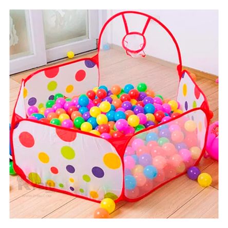 Piscina con Cesto de Balon y Pelotas para Niños Multicolor Piscina con Cesto de Balon y Pelotas para Niños Multicolor