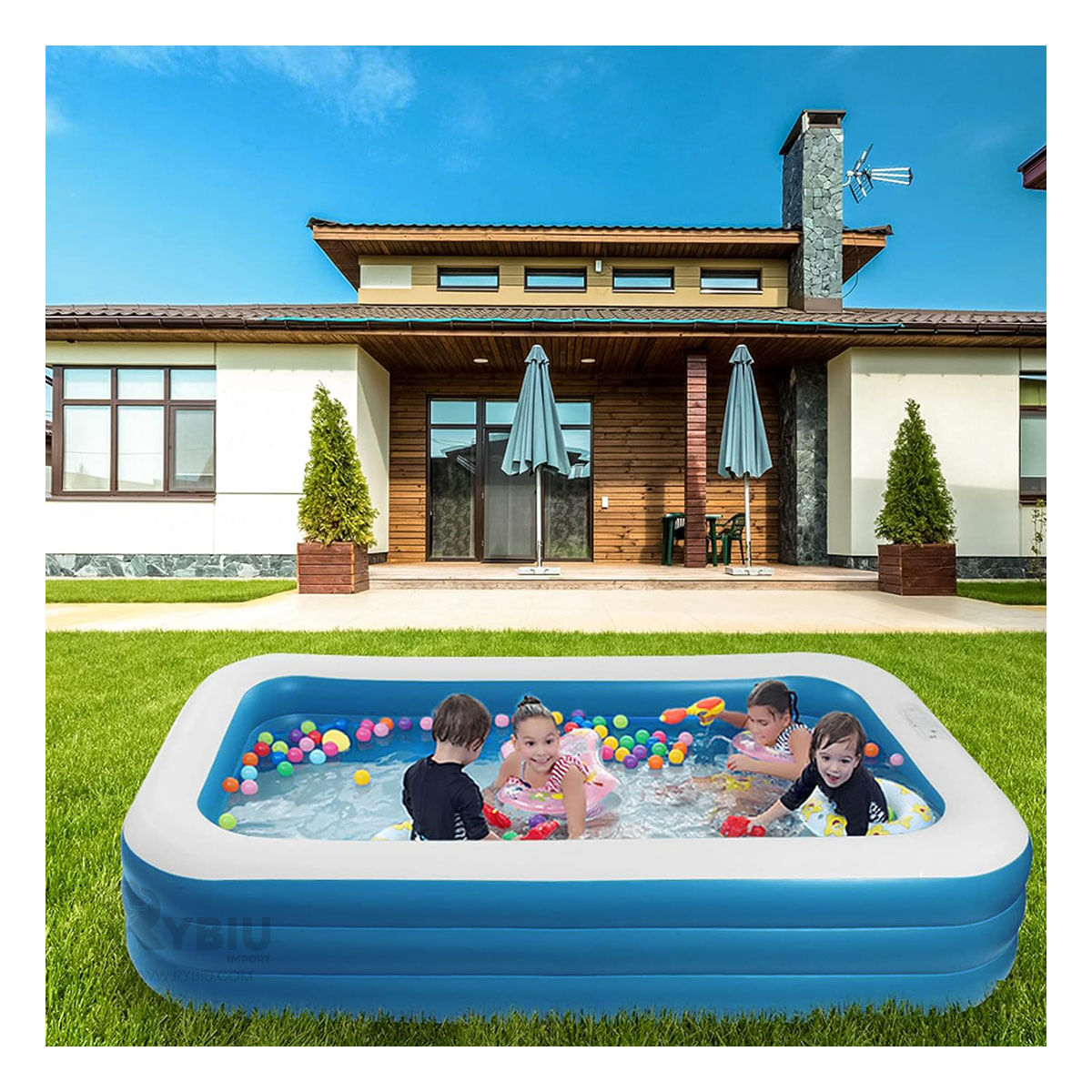 Piscina Inflable para Niños de Color Celeste