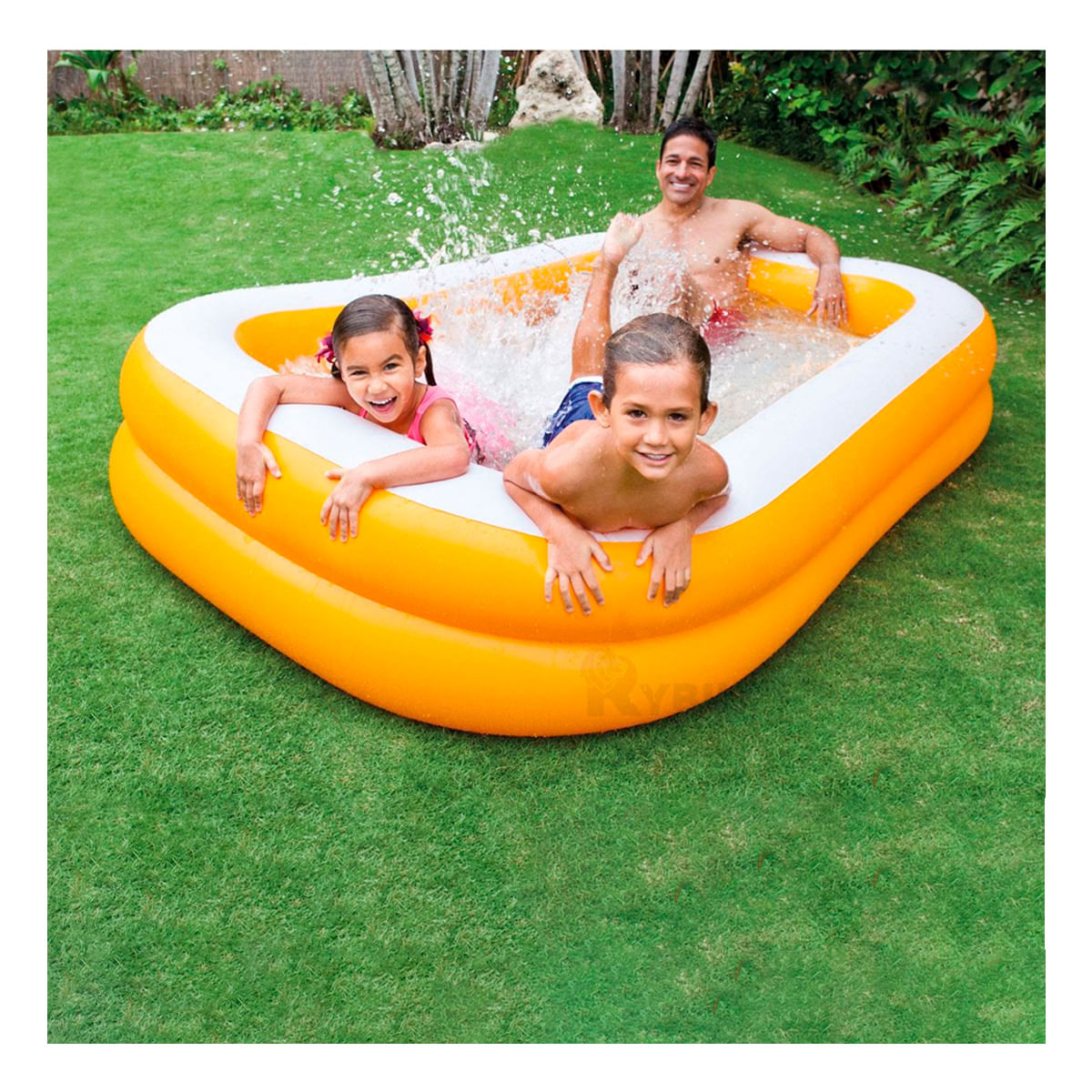 Piscina de Forma Rectangular Resistente en Anaranjado