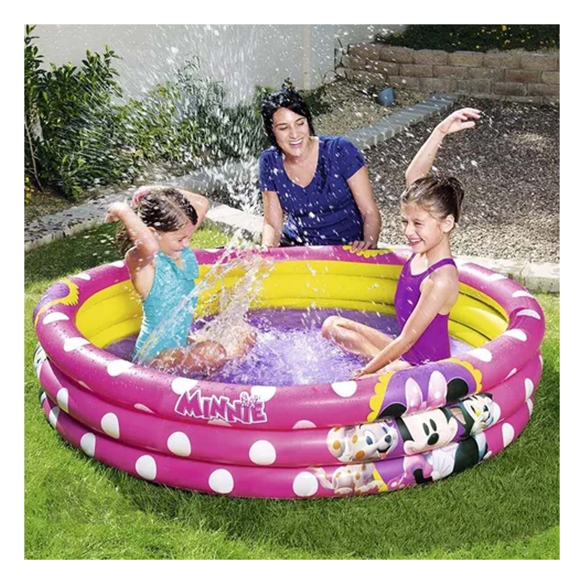 Piscina 3 Aros Liviana Rosada de 91079 Y+Papel de Regalo