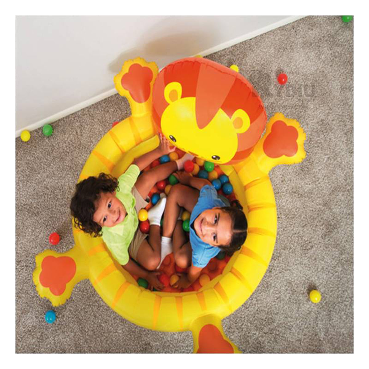 Piscina Circular con Aspecto de Leon de Amarillo Y+Stickers