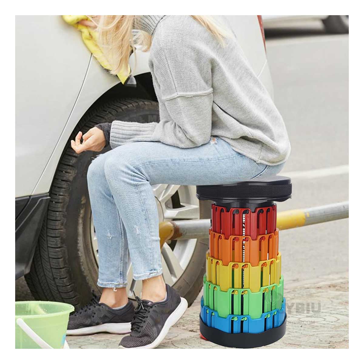 Silla Desplegable Colorido con Base Negro Y+Stickers