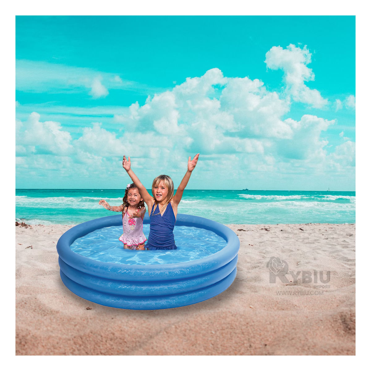 Piscina Portatil para Infante en Tono Azul Y+Papel de Regalo