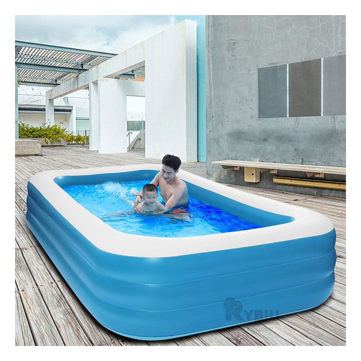 Piscina Resistente de Tono Celeste Y+Stickers
