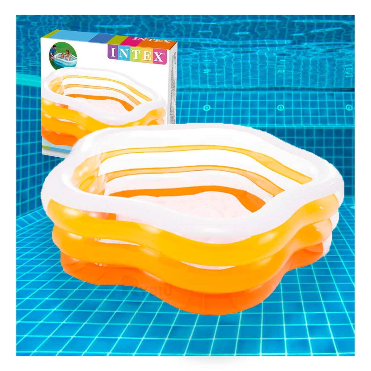 Piscina Hexagonal Inflable Amplio Comodo 56495NP Naranja