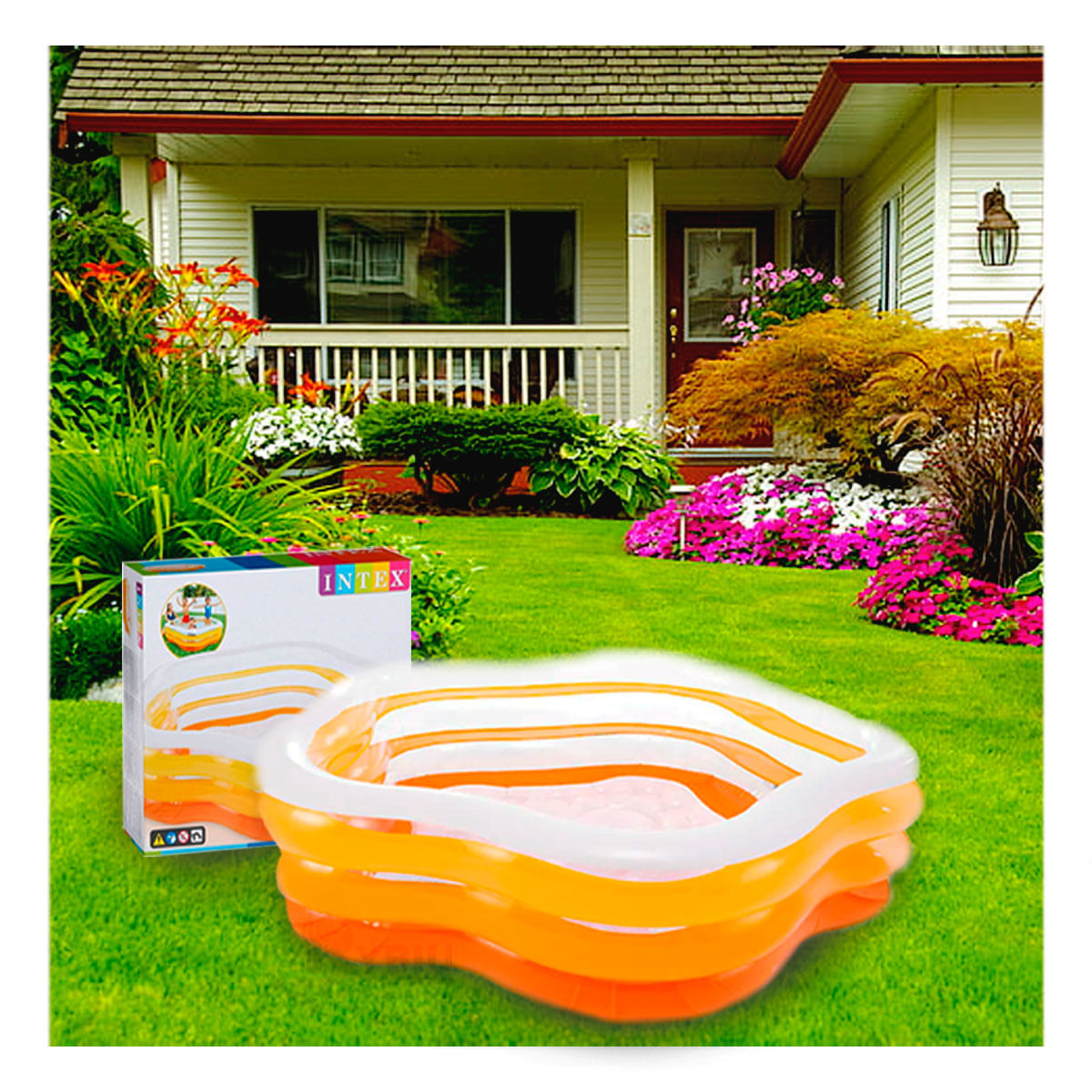 Piscina Infantil para Uso de Naranja Y+Stickers
