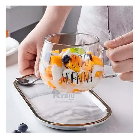 Taza de Vidrio Diseño Good Morning de 350ml Transparente Taza de Vidrio Diseño Good Morning de 350ml Transparente