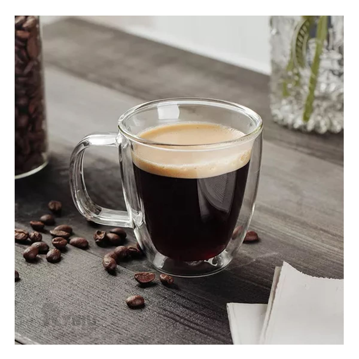 Taza Doble Cubierta en Transparente Y+Papel de Regalo