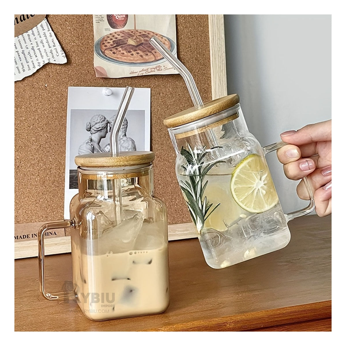 Vaso con Tapadera en Transparente Y+Stickers