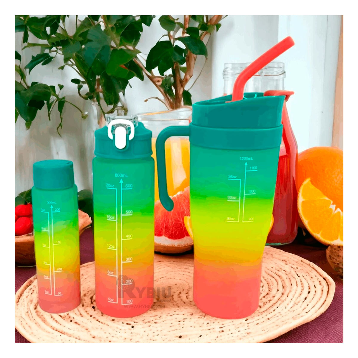 Tomatodo Trio 1200 ml 800 ml 300 ml Sticker 2D en Verde