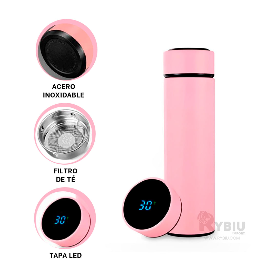 Termo Versatil Estilizado en Color Rosado Y+Stickers