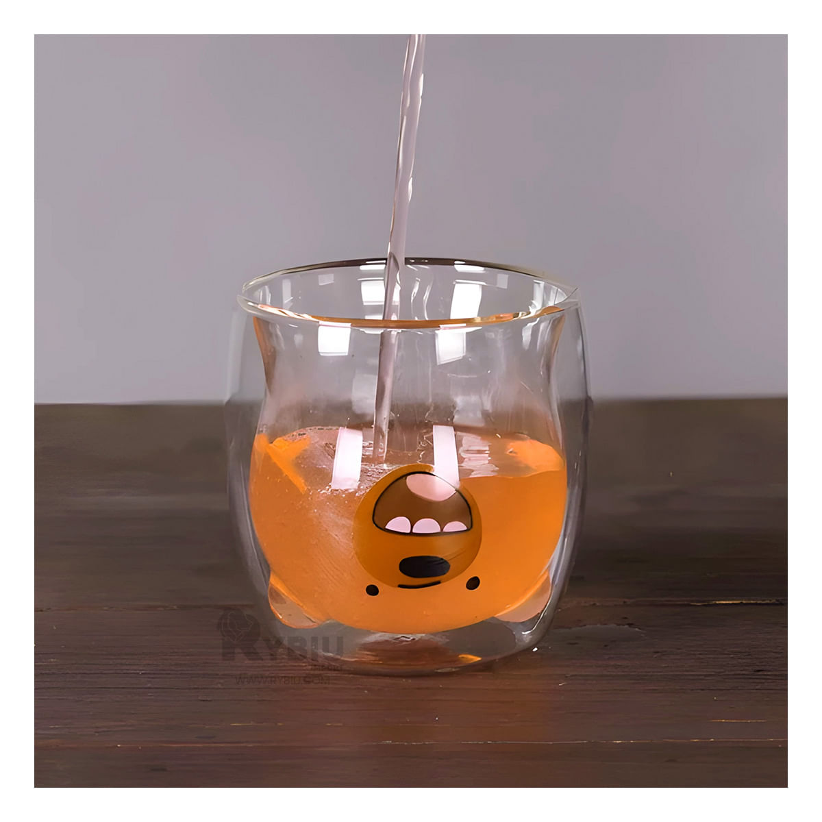 Vaso con Diseño de Oso Grizzly en Tono Transparente