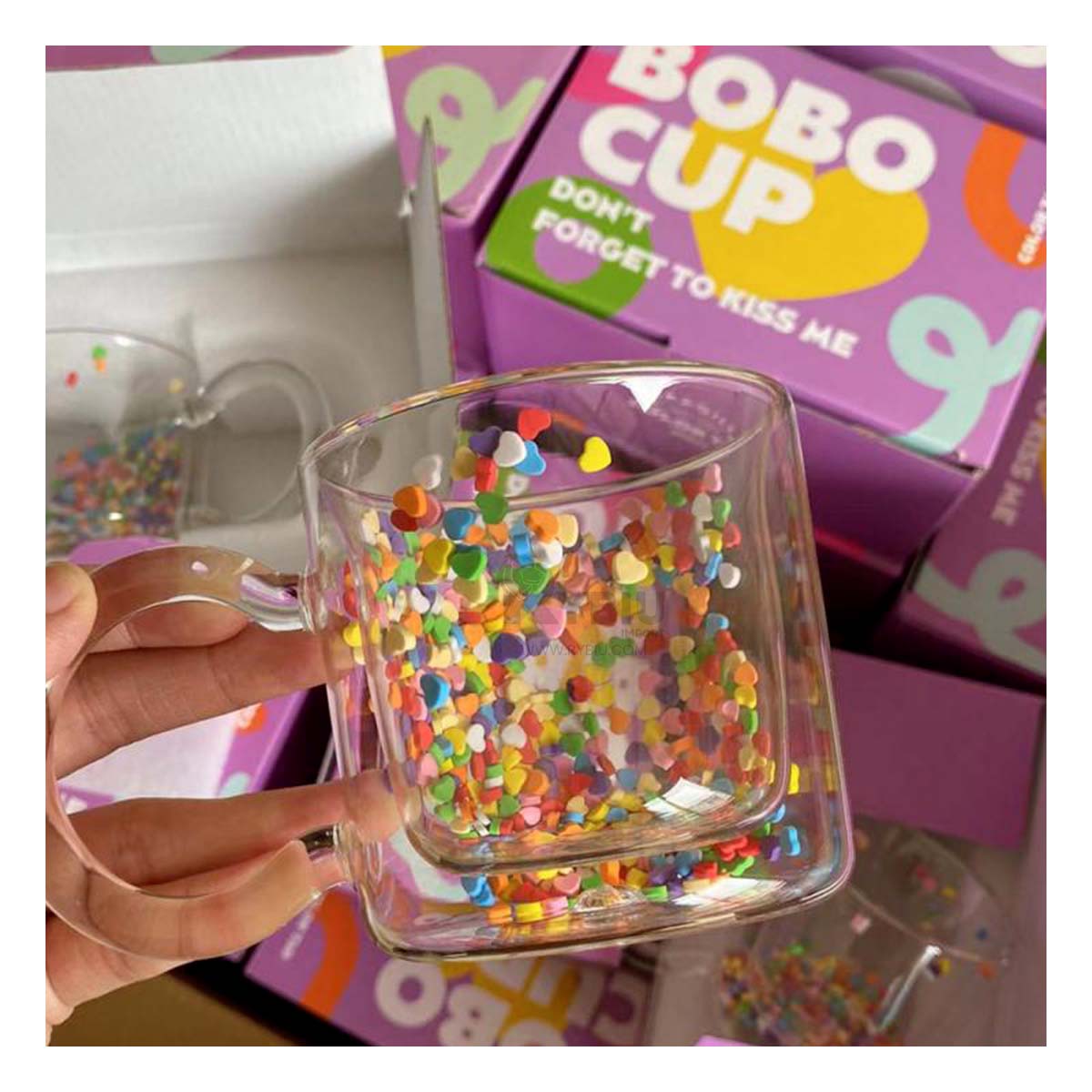 Taza Duradera de 340 ml en Transparente Y+Stickers