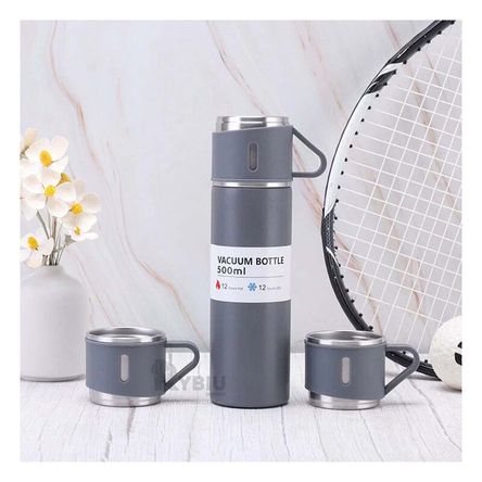 Termo Individual de Acero con 2 Tazas en Plomo