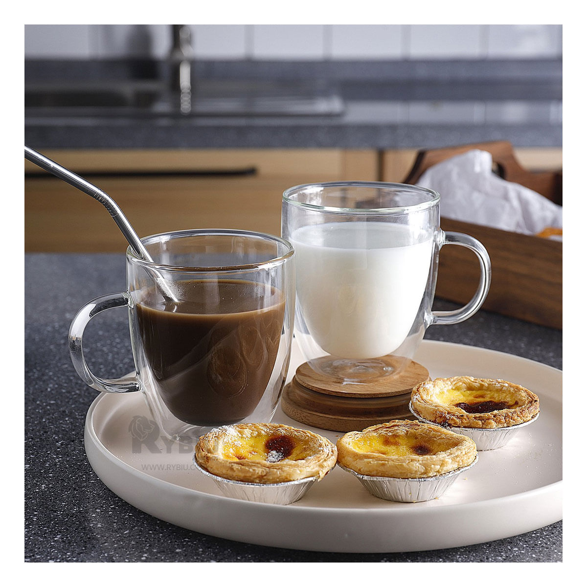 Taza de Cristal en Transparente Y+Papel de Regalo