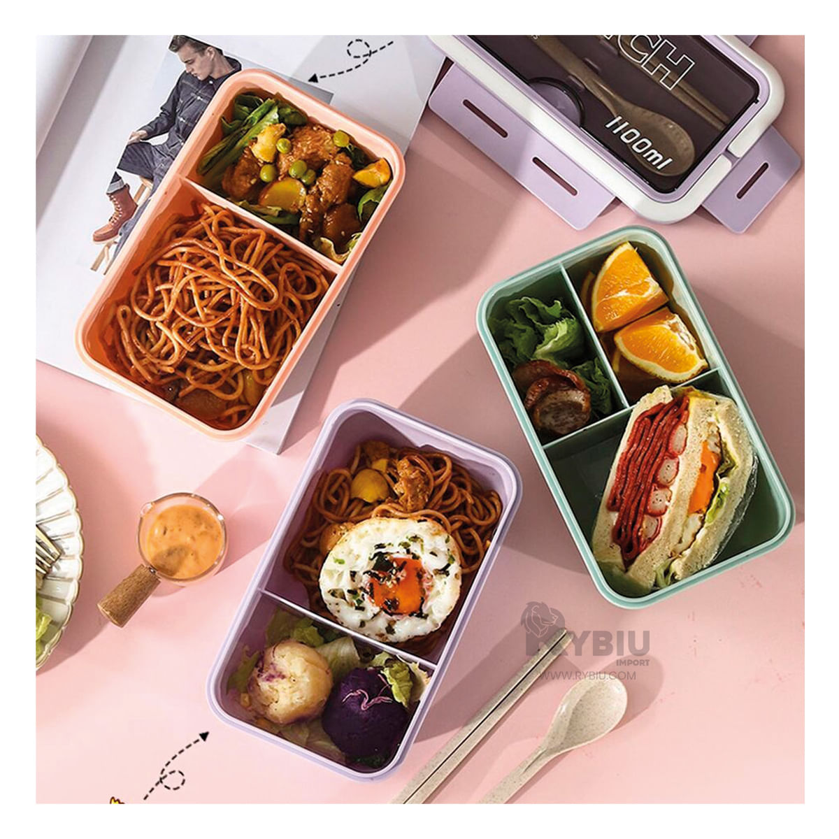 Taper Box Eficaz con Cubiertos Morado Y+Papel de Regalo